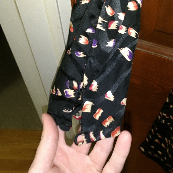 Vintage Black Patterned Dress - Picture 3 of 6